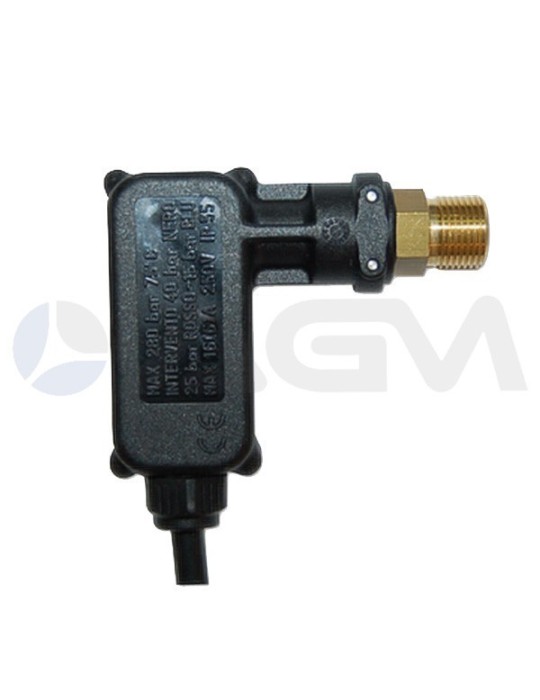 PRESOSTATO "PR16" G. 3/8"M LATON-PLASTICO 250V 16A NEGRO.