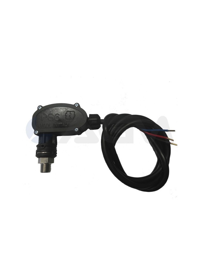 PRESOSTATO "PS6" 1/4"M INOX-PLASTICO 250V 16A NEGRO(45BAR)