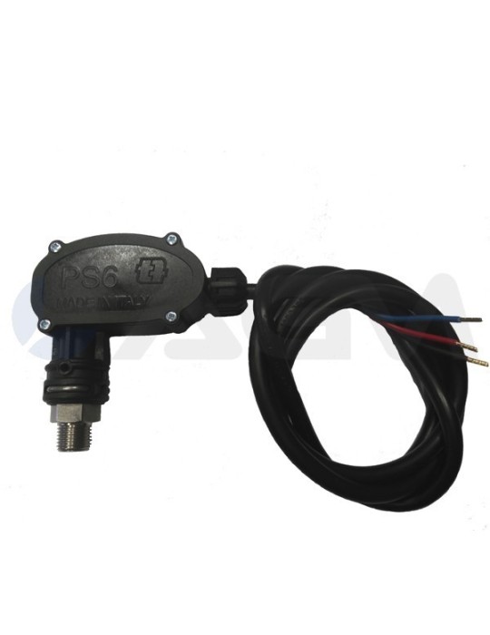 PRESOSTATO "PS6" 1/4"M INOX-PLASTICO 250V 16A NEGRO(45BAR)