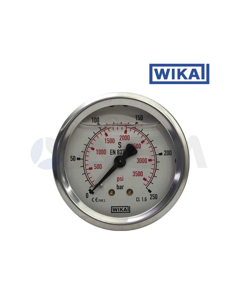 WIKA MANÓMETRO GLICERINA ALTA PRESIÓN-0-400 BAR-Ø63-1/4"M-TOMA POSTERIOR.