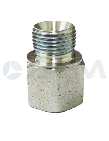 UNION REDUCTORA ACERO CROMADO (60°) E. BSP 3/8"M-BSP 1/4"H PRESION MAXIMA 400 BAR.