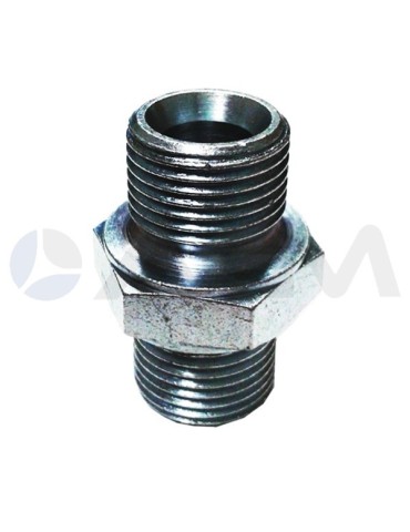 UNION HEXAGONAL ACERO CROMADO E. BSP 3/8"M-S. BSP 3/8"M 250B ASIENTO 60º