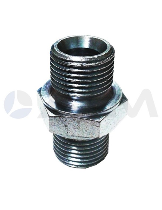 UNION HEXAGONAL ACERO CROMADO E. BSP 3/8"M-S. BSP 3/8"M 250B ASIENTO 60º