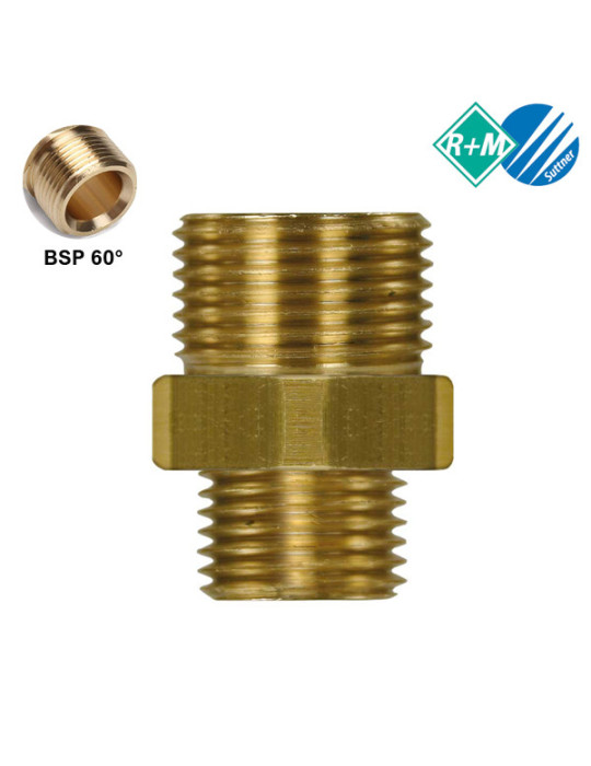 RACOR REDUCTOR 1/8"M-1/4"M BSP 60 LATÓN.