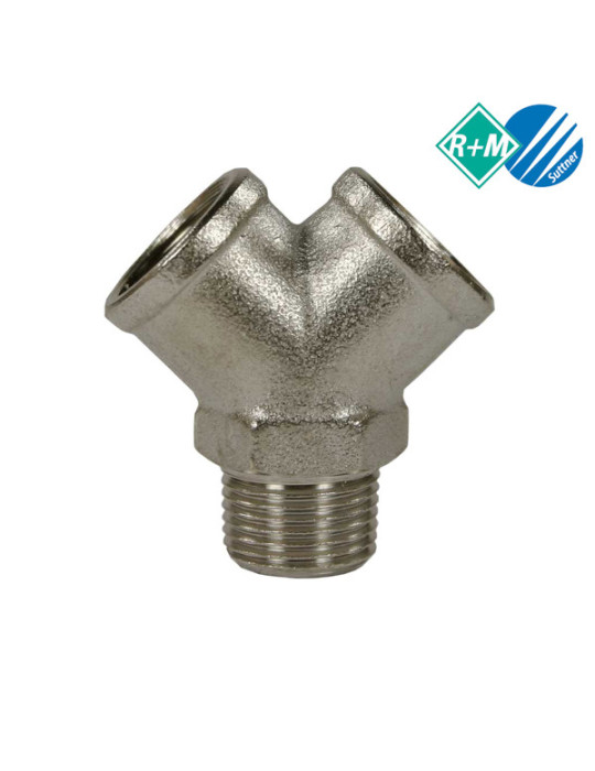 RACORD "Y" LATÓN NIQUELADO 2 x 3/8"H - 3/8"M.