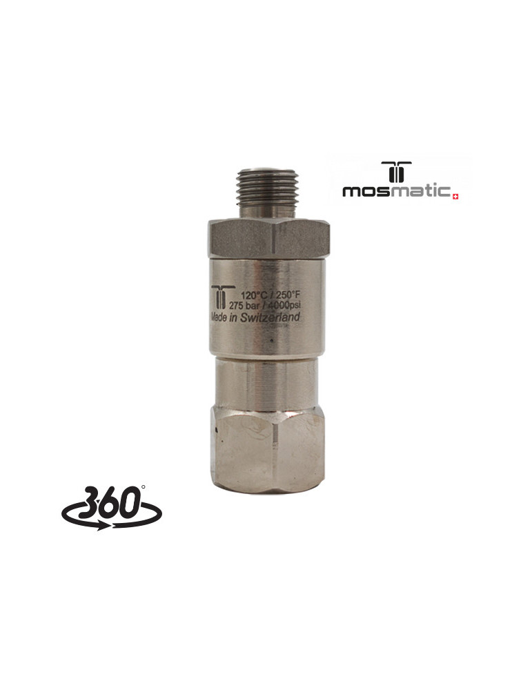 MOSMATIC "DGV" ENLACE GIRATORIO- 3/8"H- 3/8"M INOX.
