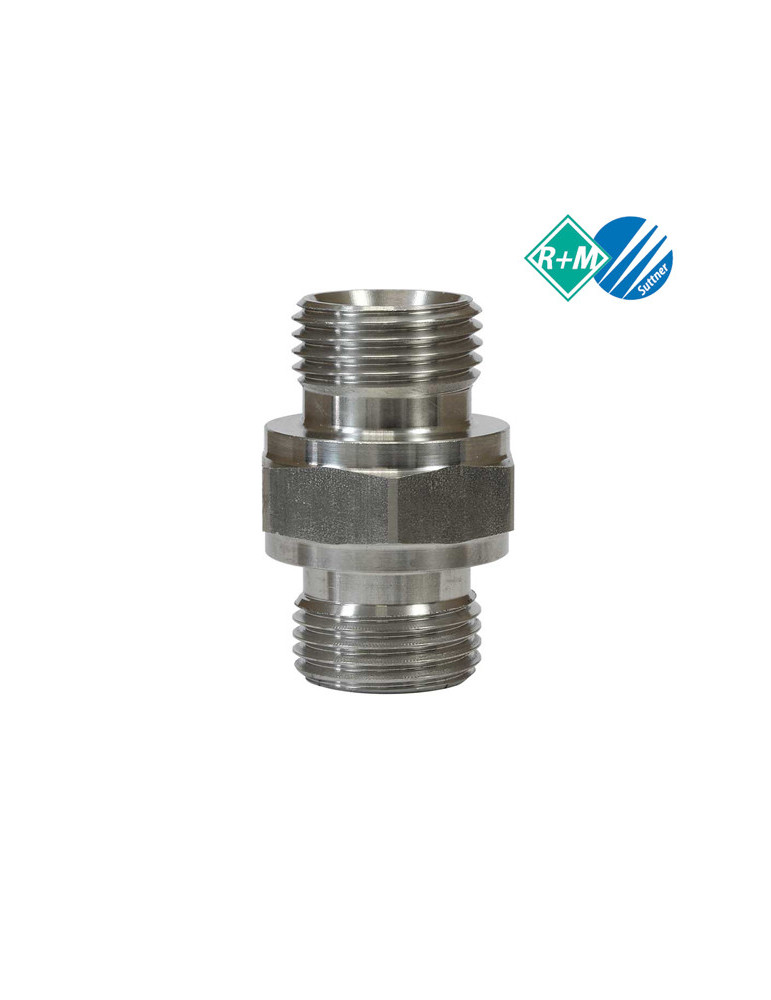 RACOR DOBLE ROSCA 3/4"M-3/4"M BSP 60 INOX.