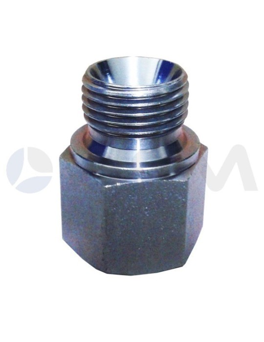 UNION REDUCTORA ACERO CROMADO BSP (60°) E. 1/2"M-S. 3/8"H PRESION MAXIMA 250 BAR.