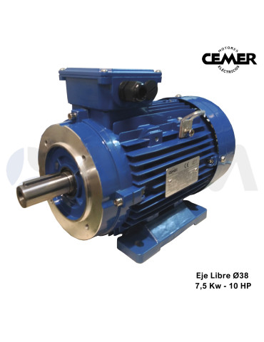 MOTOR ELÉCTRICO EJE LIBRE Ø38 TRIFÁSICO- 7,5KW (10HP).