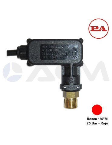 29.0040.30 PR16 PRESOSTATO-1/4"M-25 BAR (ROJO).