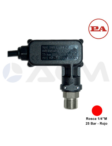 29.0035.25 PR16 INOX PRESOSTATO-1/4"M-25 BAR (ROJO).