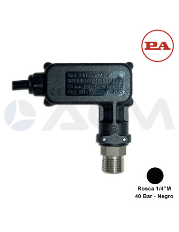 29.0035.30 PR16 INOX PRESOSTATO-1/4"M-40 BAR (NEGRO).