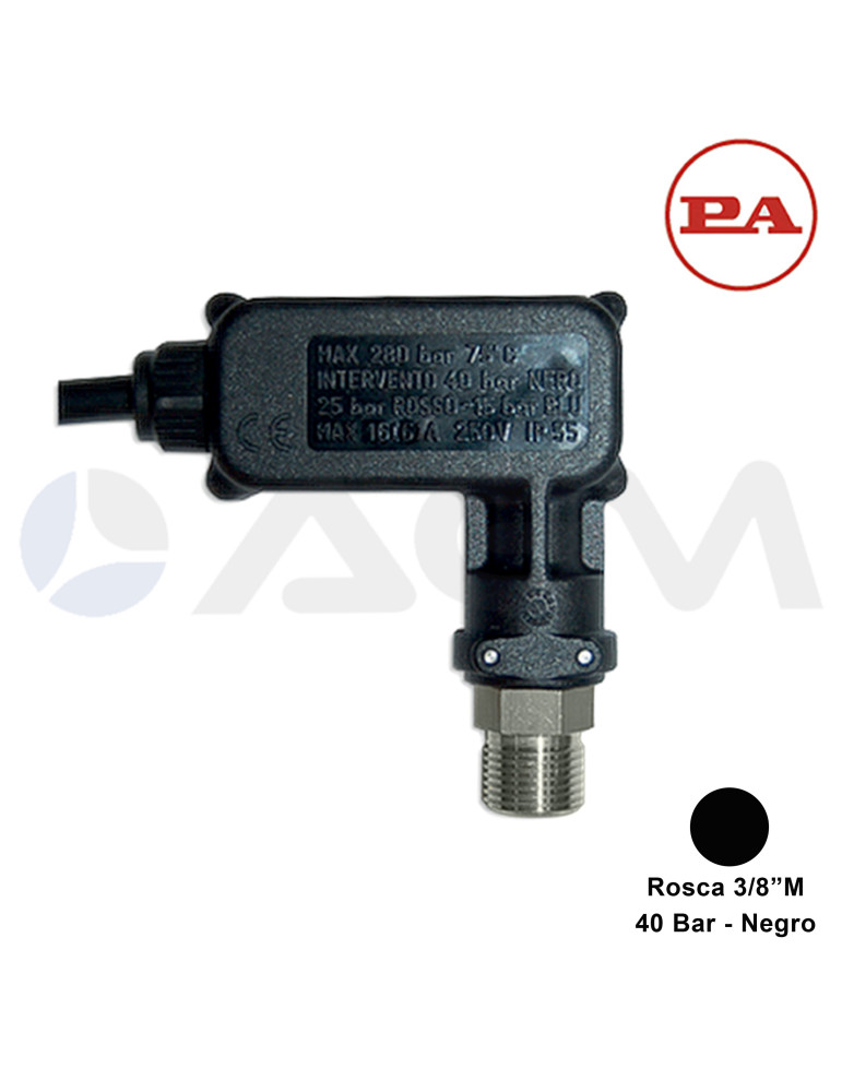 29.0035.10 PR16 INOX PRESOSTATO-3/8"M-40 BAR (NEGRO).