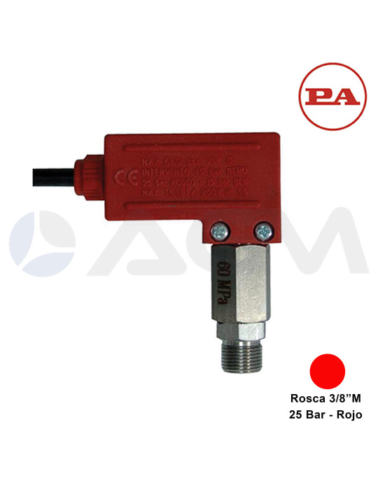 29.0010.25 PR1 600 BAR PRESOSTATO-3/8"M-25 BAR (ROJO).