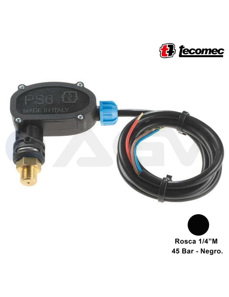 PS6 PRESOSTATO-1/4"M-45 BAR (NEGRO).