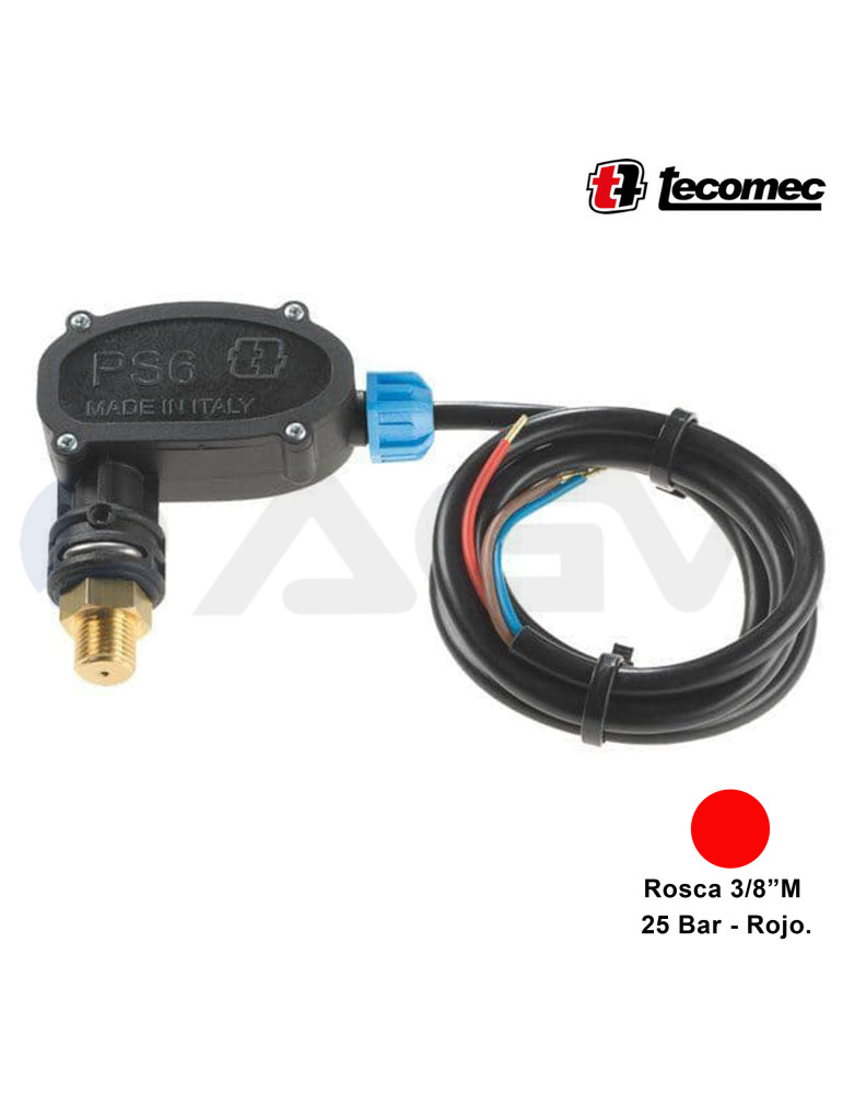 PS6 PRESOSTATO-3/8"M-25 BAR (ROJO).