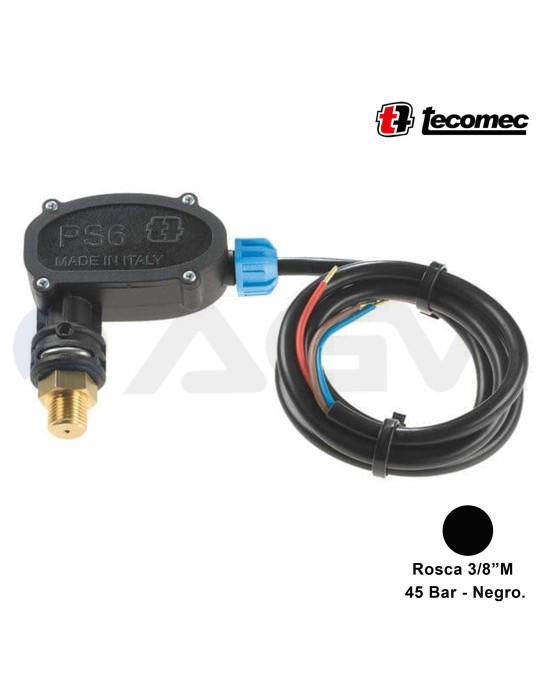 PS6 PRESOSTATO-3/8"M-45 BAR (NEGRO).