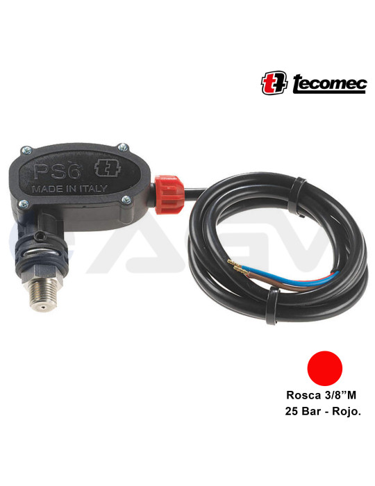PS6 INOX PRESOSTATO-3/8"M-25 BAR (ROJO).