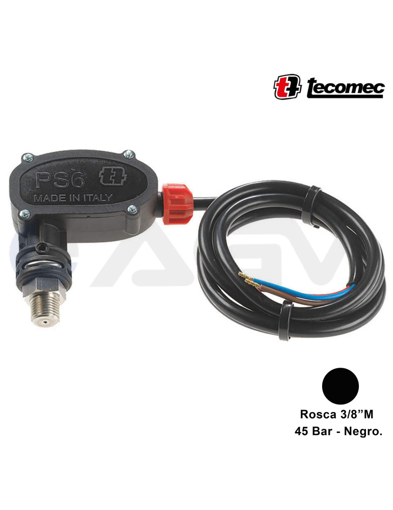 PS6 INOX PRESOSTATO-3/8"M-45 BAR (NEGRO).