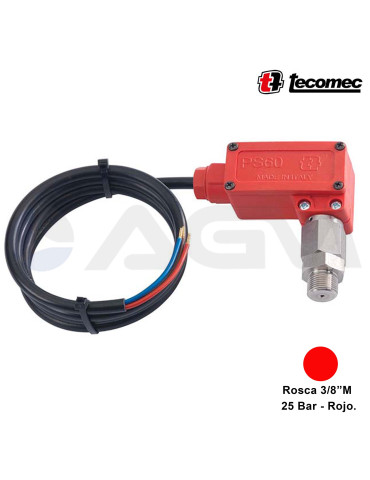 PS60 600 BAR INOX PRESOSTATO-3/8"M-25 BAR (ROJO).