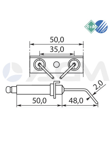 85155 ELECTRODO ENCENDIDO "LAVORWASH". 2