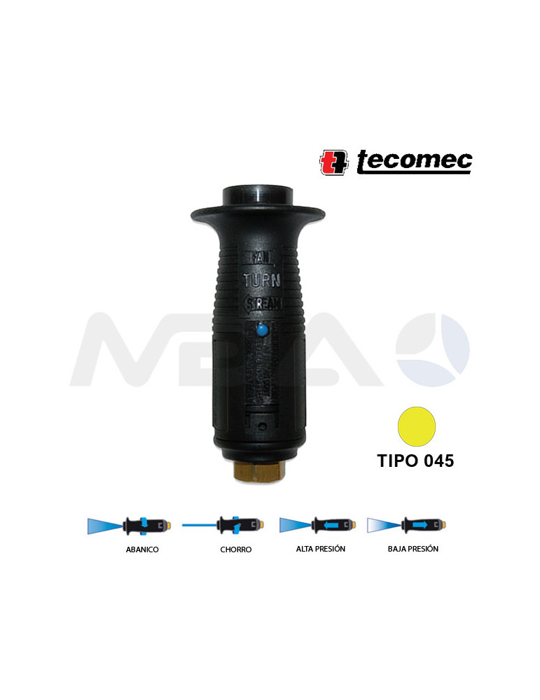 T10P BOQUILLA ÁNGULO VARIABLE TIPO 045 -AMARILLO OSCURO.
