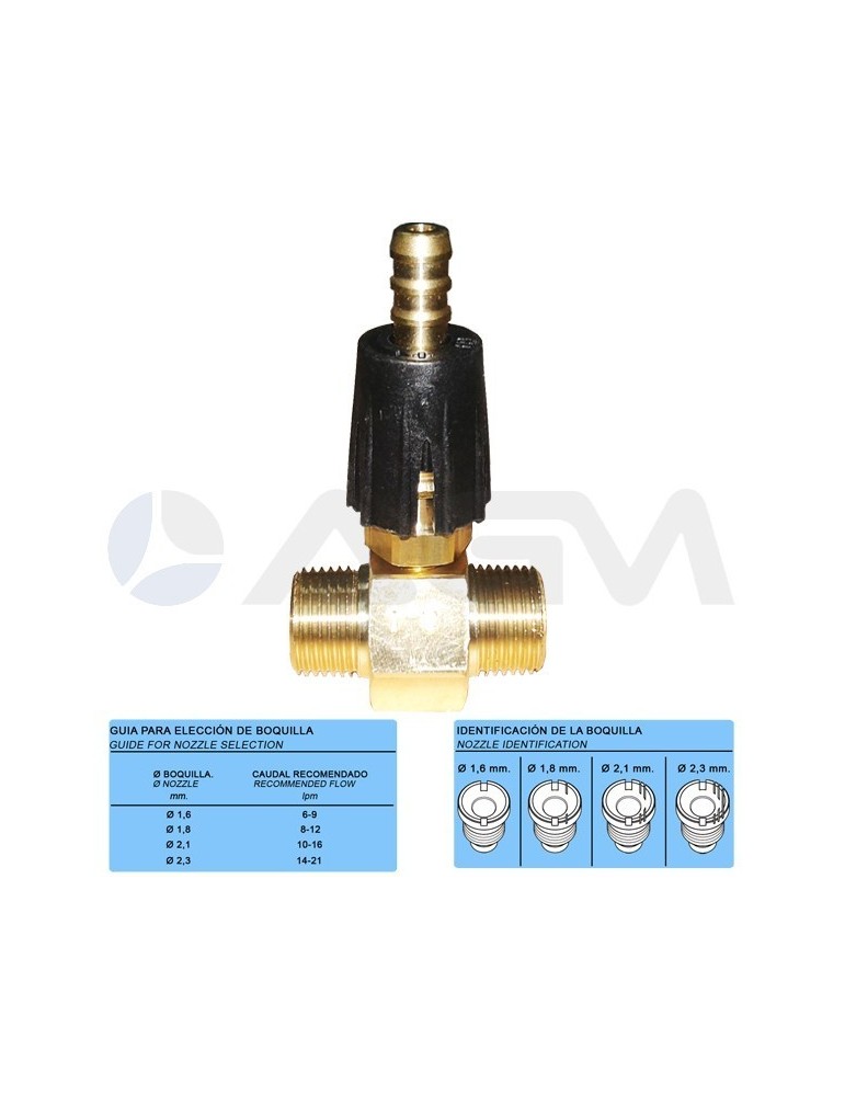 INYECTOR REGULABLE BOQUILLA Ø1,8mm. 8-12 LPM 3/8 M-M