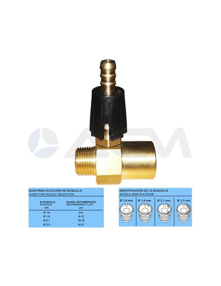 INYECTOR REGULABLE BOQUILLA Ø2,1mm. 10-16 LPM 3/8 H-M