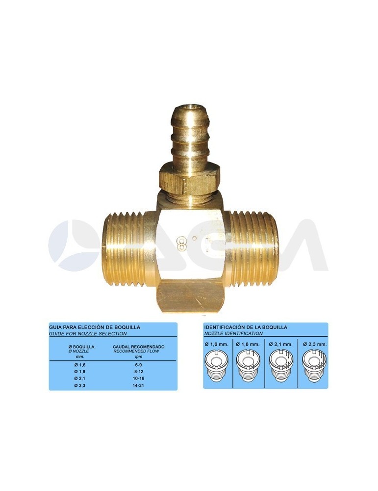 INYECTOR FIJO BOQUILLA Ø1,8mm. 8-12 LPM 3/8 M-M