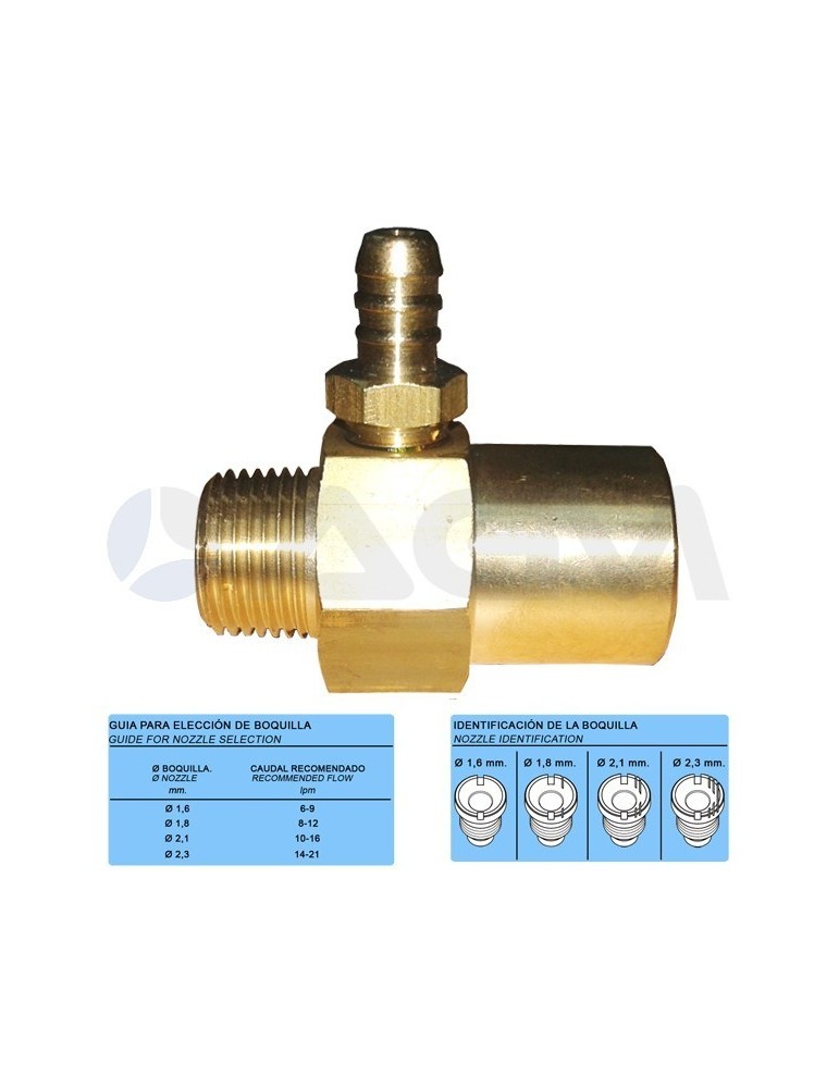 INYECTOR FIJO BOQUILLA Ø2,1mm. 10-16 LPM 3/8 H-M
